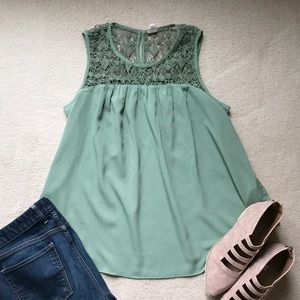 Gap Sage Green Lace Swing Top